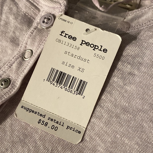 Free people  XS Henley t shirt. Stardust NWT - Picture 6 of 6